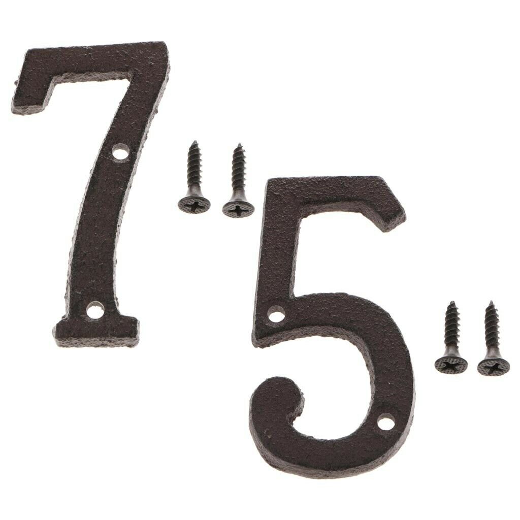 2Pcs Wrought Iron Doorplate House Number Sign Plaque 5 & 7 House Door Decor