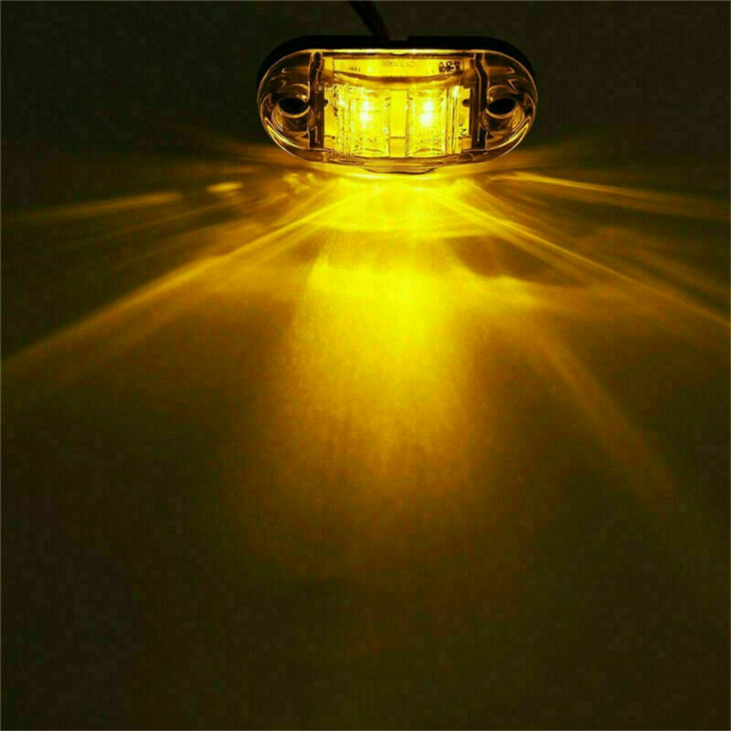 20x Amber Boat Trailer Truck lights Clearance Side Marker 2 LED Light 12V-24V