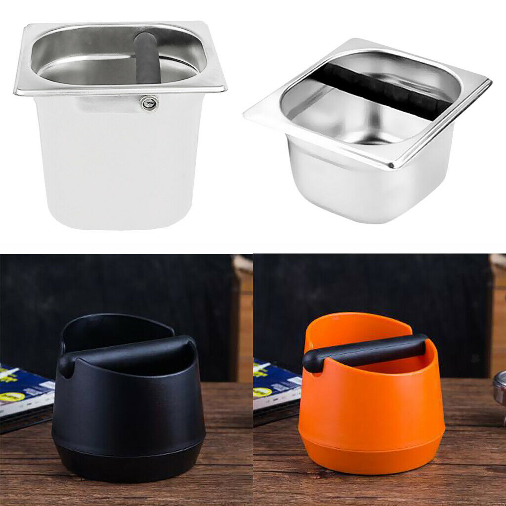Coffee Knock Box with Handle Bucket Espresso Grinds Tamper Waste Bin Orange