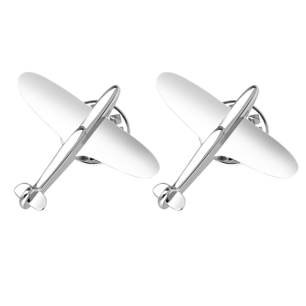 2 Pieces Fashion Airplane Design Lapel Pin Collar Pin Banquet Decor for Men