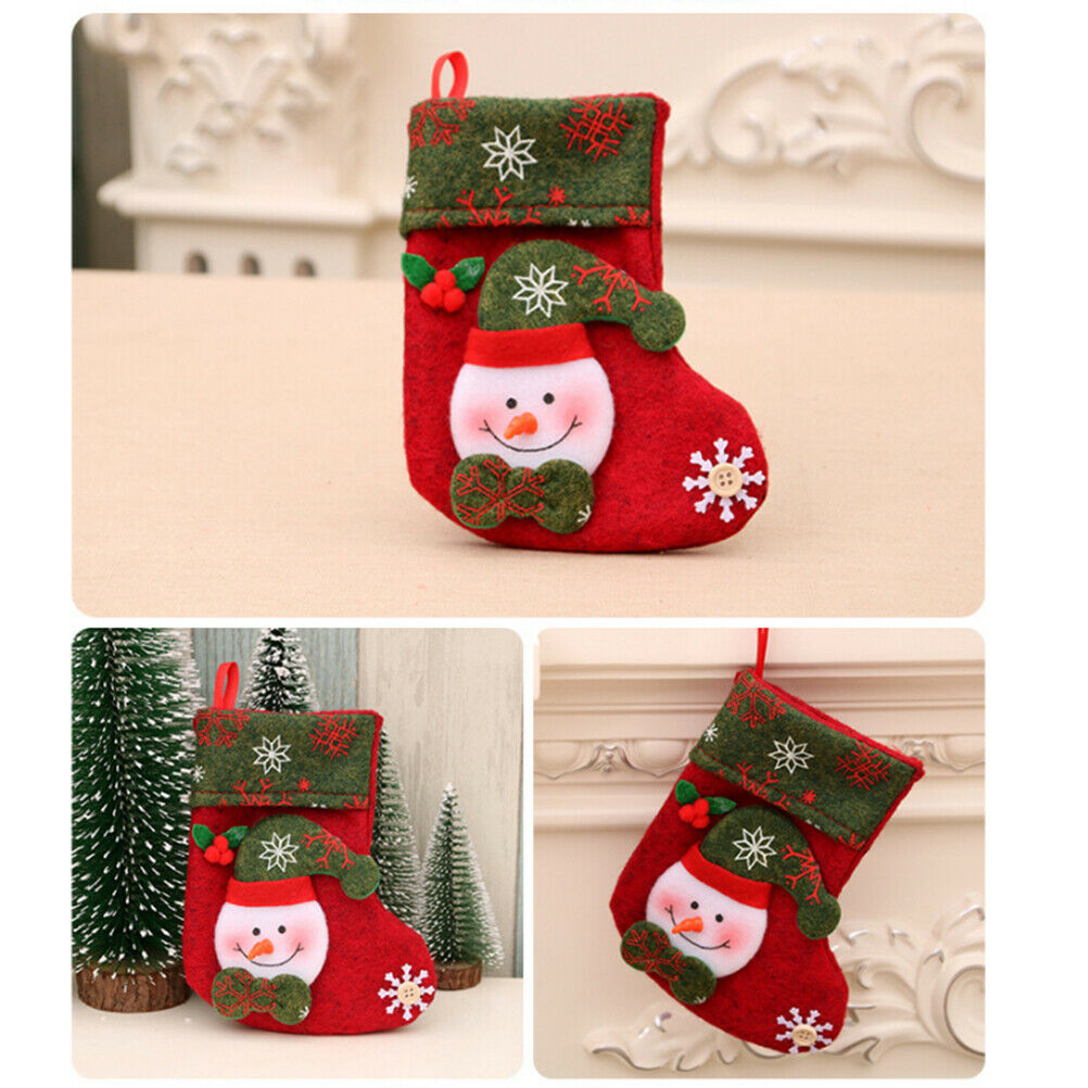 4Pcs Christmas Stockings with Santa Snowman Deer Bear Candy Bag Christmas Socks