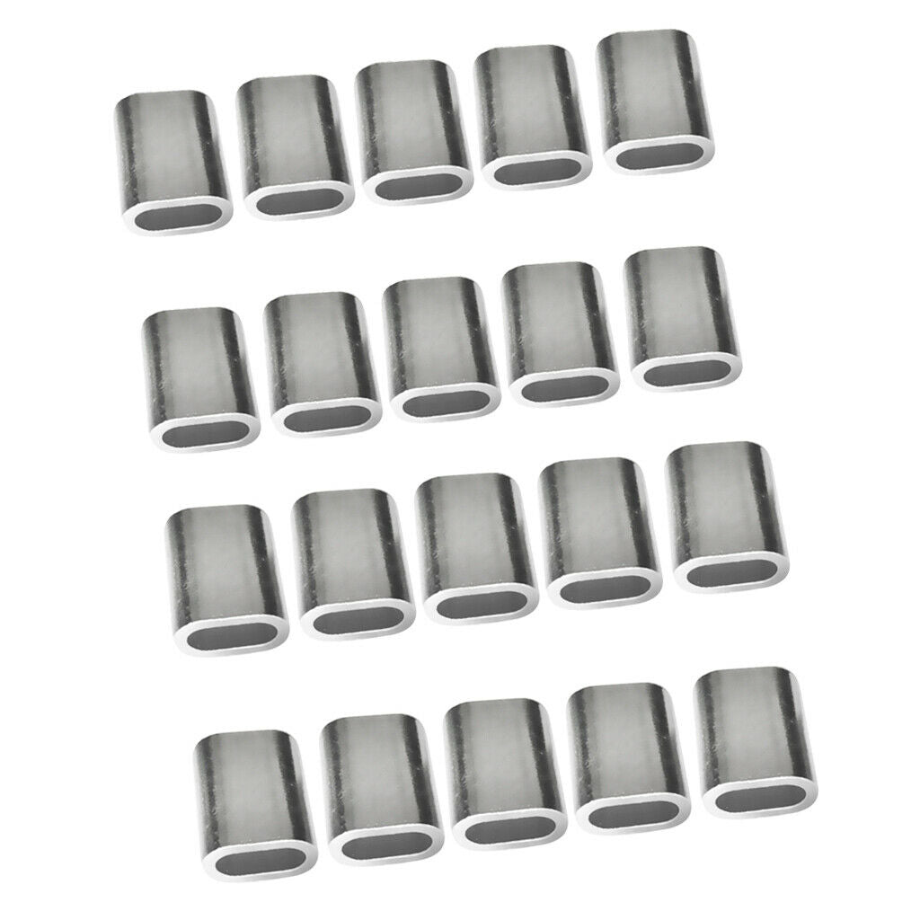 20 Pcs Aluminium Wire Rope Cable Ferrules Crimping Loop Sleeves 3mm + 4mm