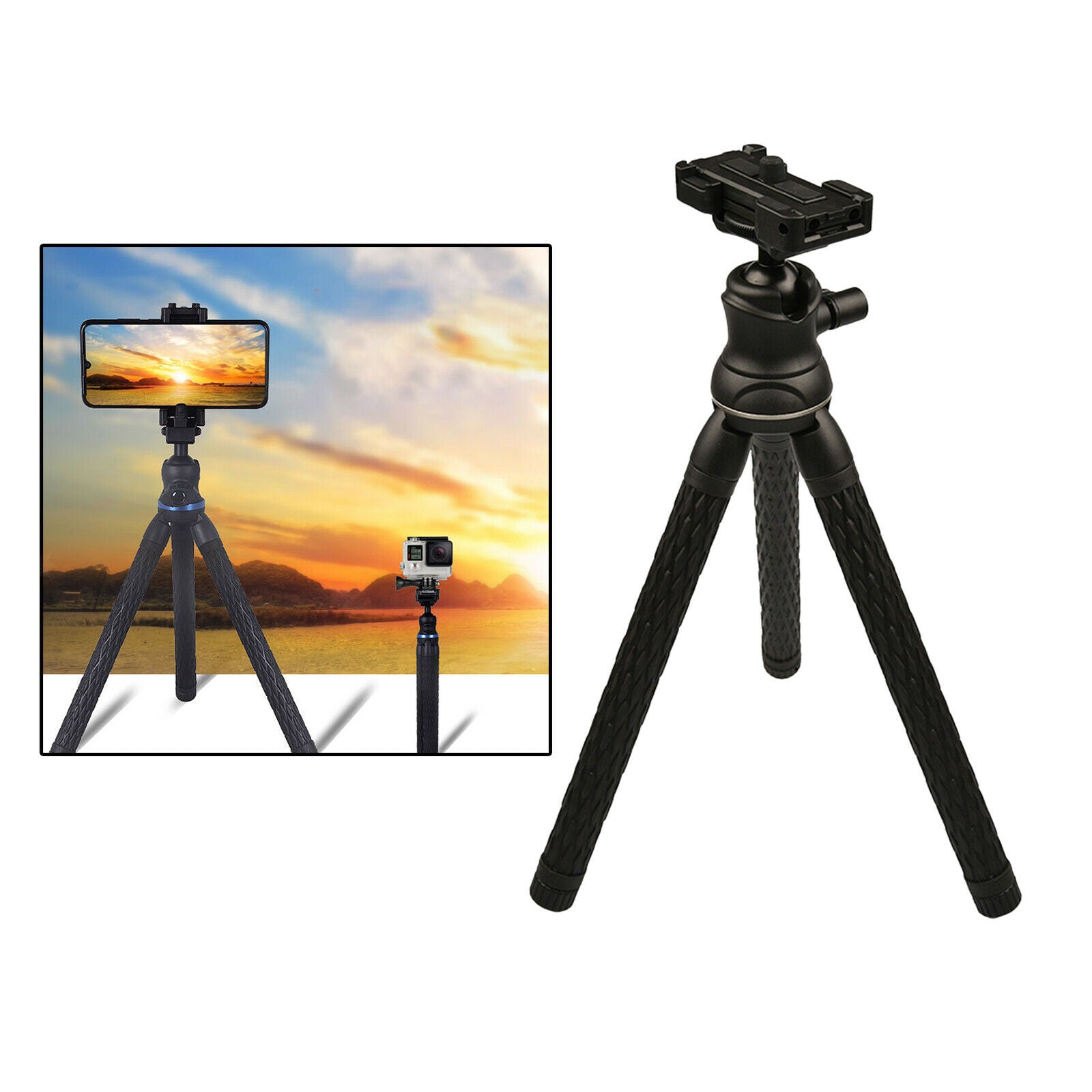 Portable Phone Tripod Stand w/ Ball Head for DSLR Camera Functional Black