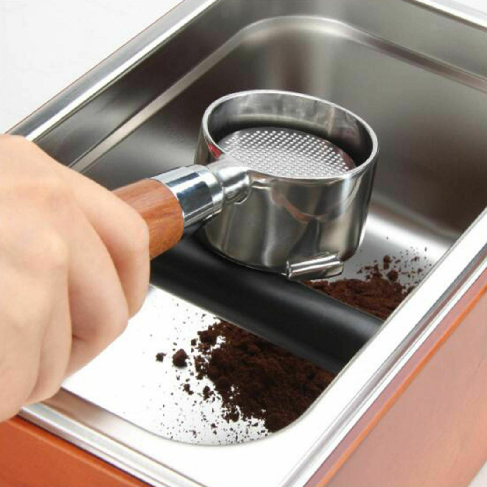 Durable Coffee Knock Box Non-Slip Solid Wood Base Easy & Mess-Free Disposal