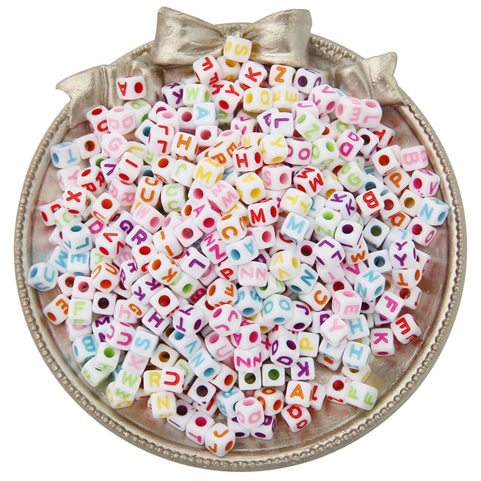 1200Pcs 5mm Cube Acrylic A-Z Alphabet Letters Beads DIY for Jewelry Making