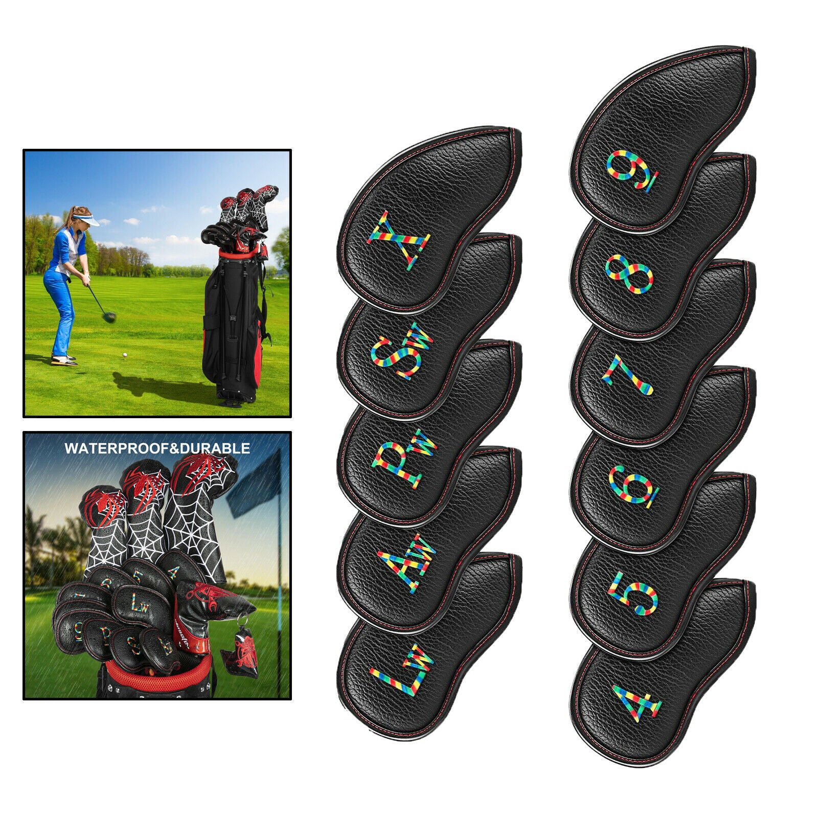 Embroidered 11 PCS Set Golf Club Caps Iron Head Protect Covers Golfer Gifts