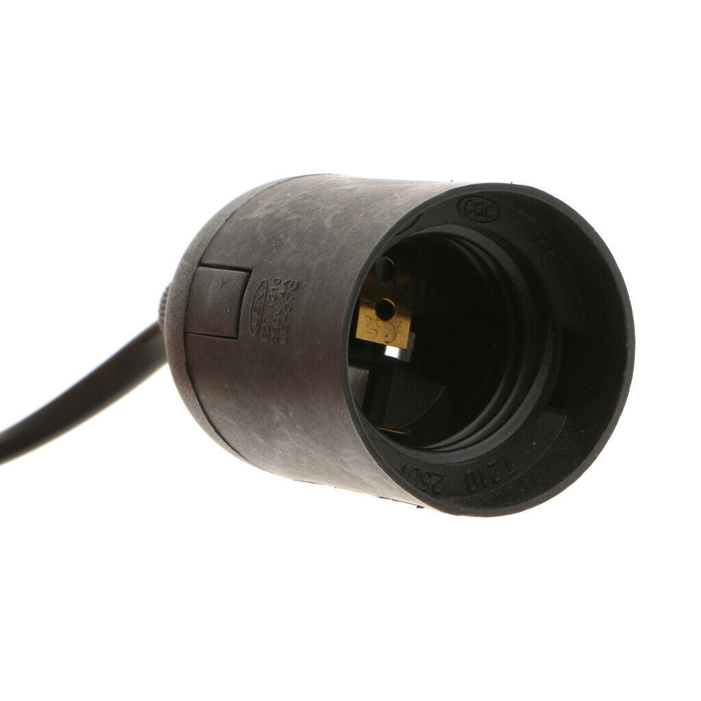 E27 Screw Lamp Holder Socket Black Pendant Fitting Cord w/ Switch 220V