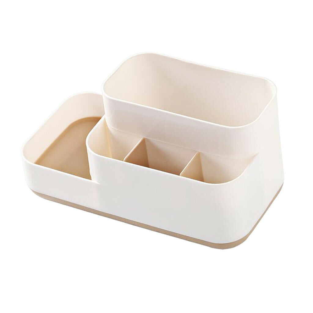 Makeup Storage Box Organizer Makeup Display Brush Holder Bathroom Khaki