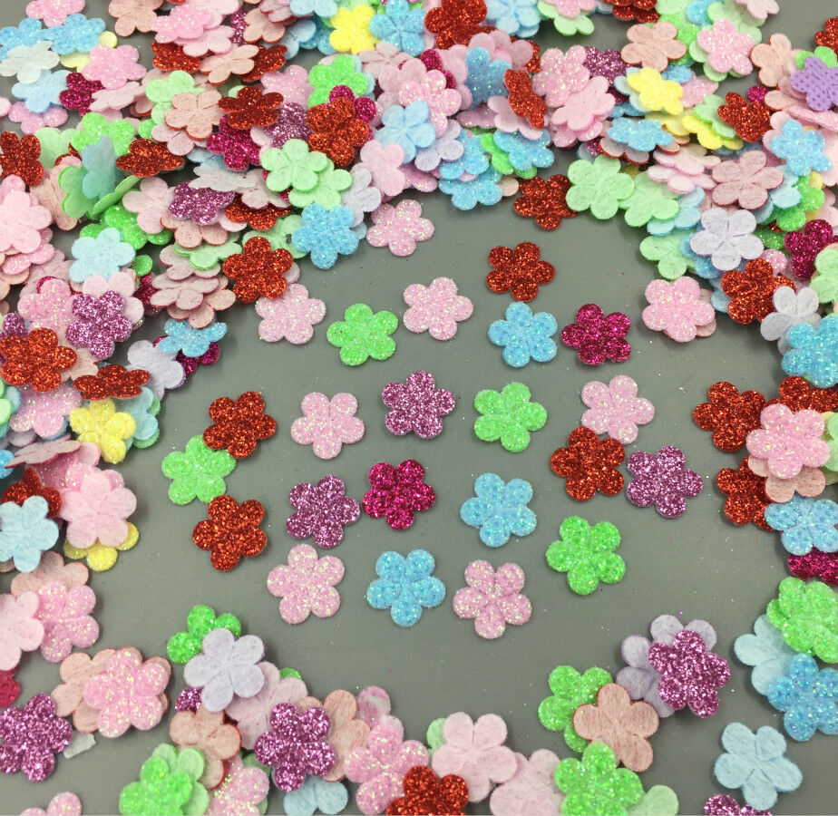 500pcs  Mini flower Mixed Cherry Felt Appliques Cardmaking crafts 13mm
