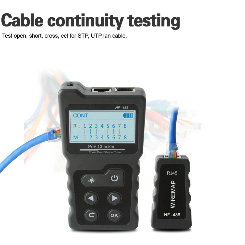 NF-488 POE Tester Automatically identify POE voltage/load/loop/power test