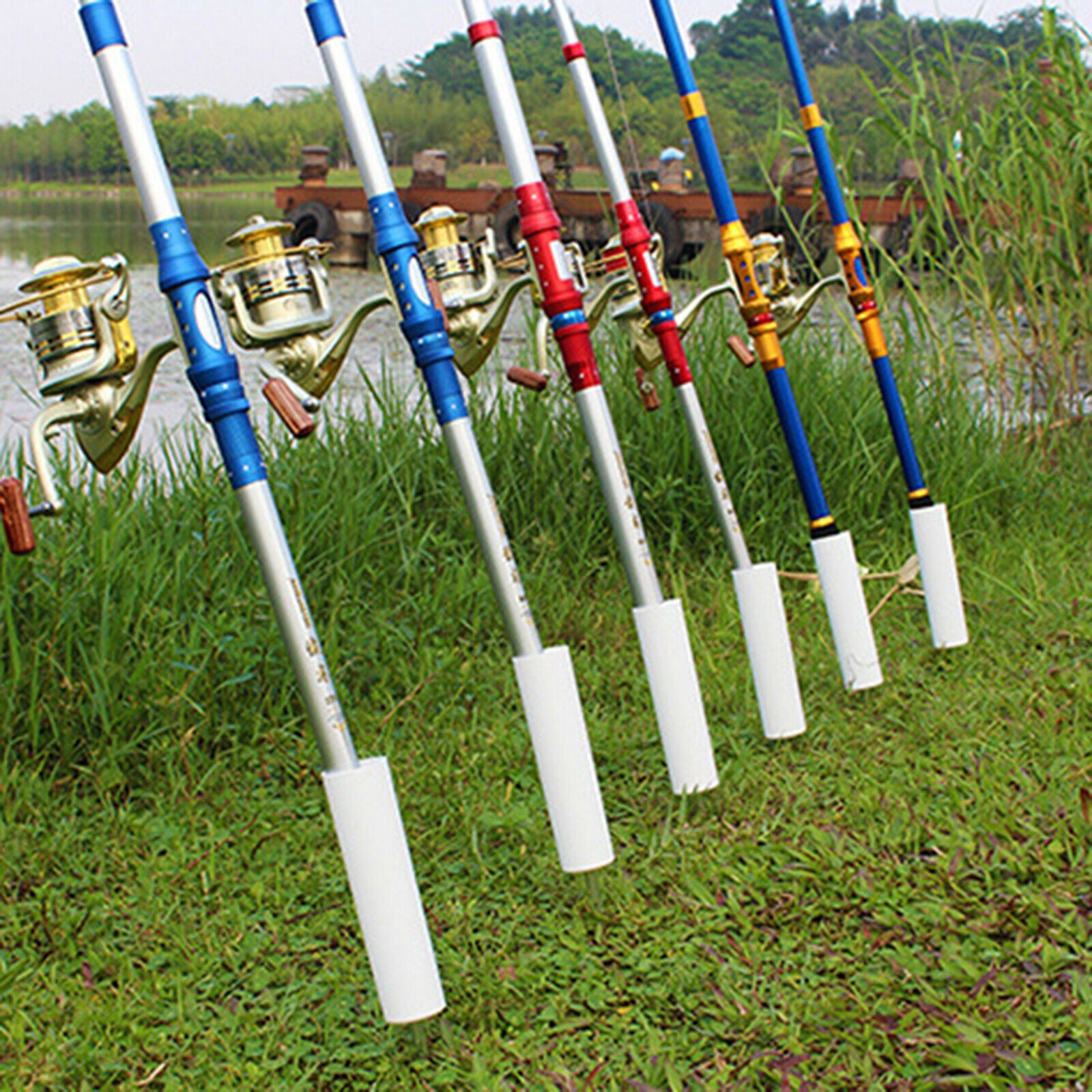 Fishing Rod Pole Holder Insert Ground Support PVC for Shore Fishing Fishing
