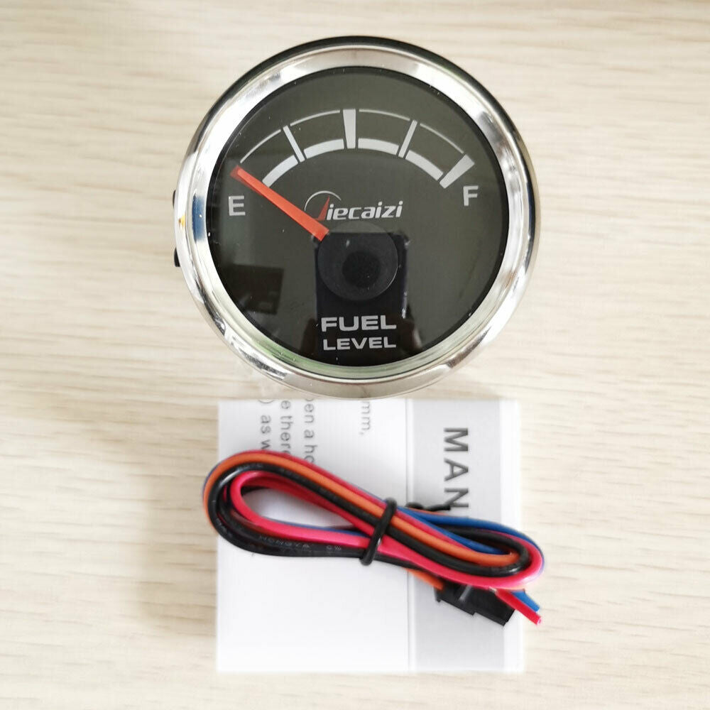 52mm 2" black fuel level gauge 73-10 ohms 9-32vdc for auto truck marine blue led