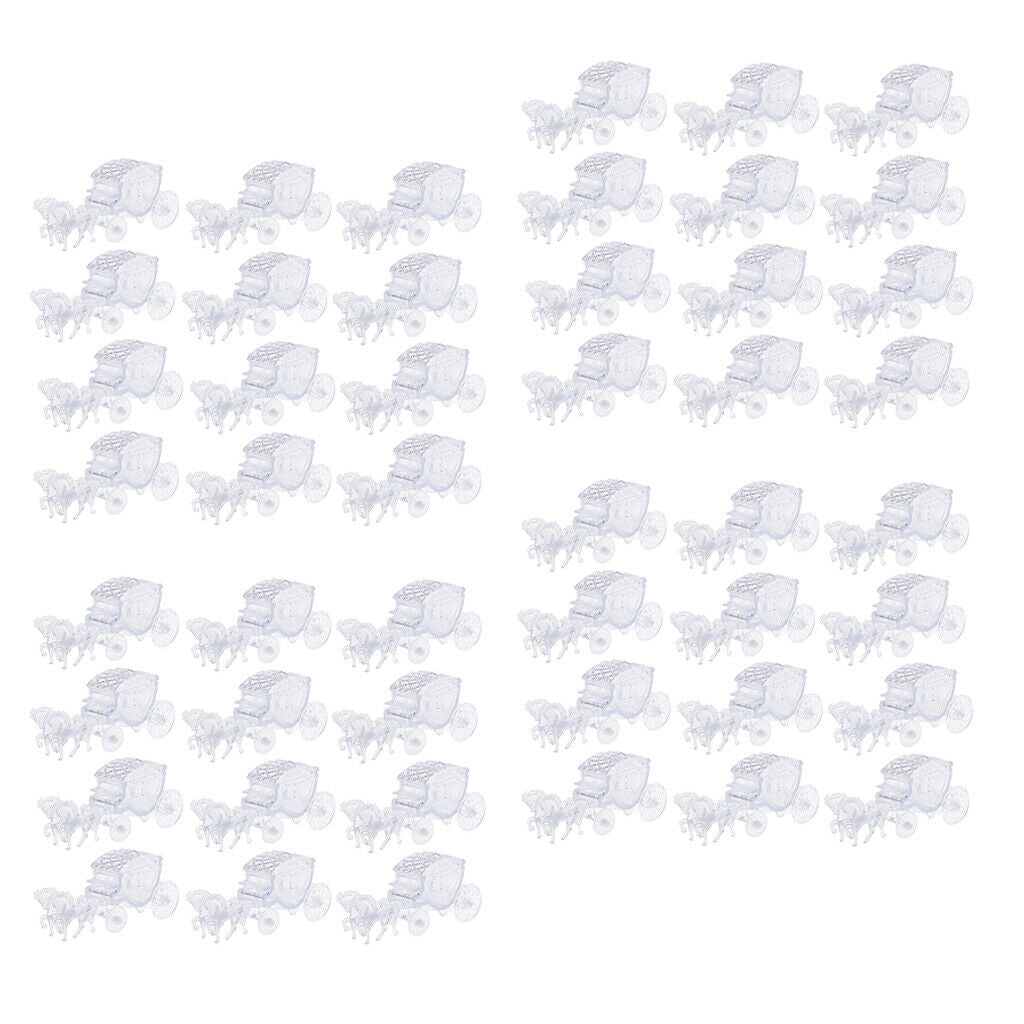 48pcs Clear Crystal Horse Carriage Candy Gift Boxes for Wedding Party Favor