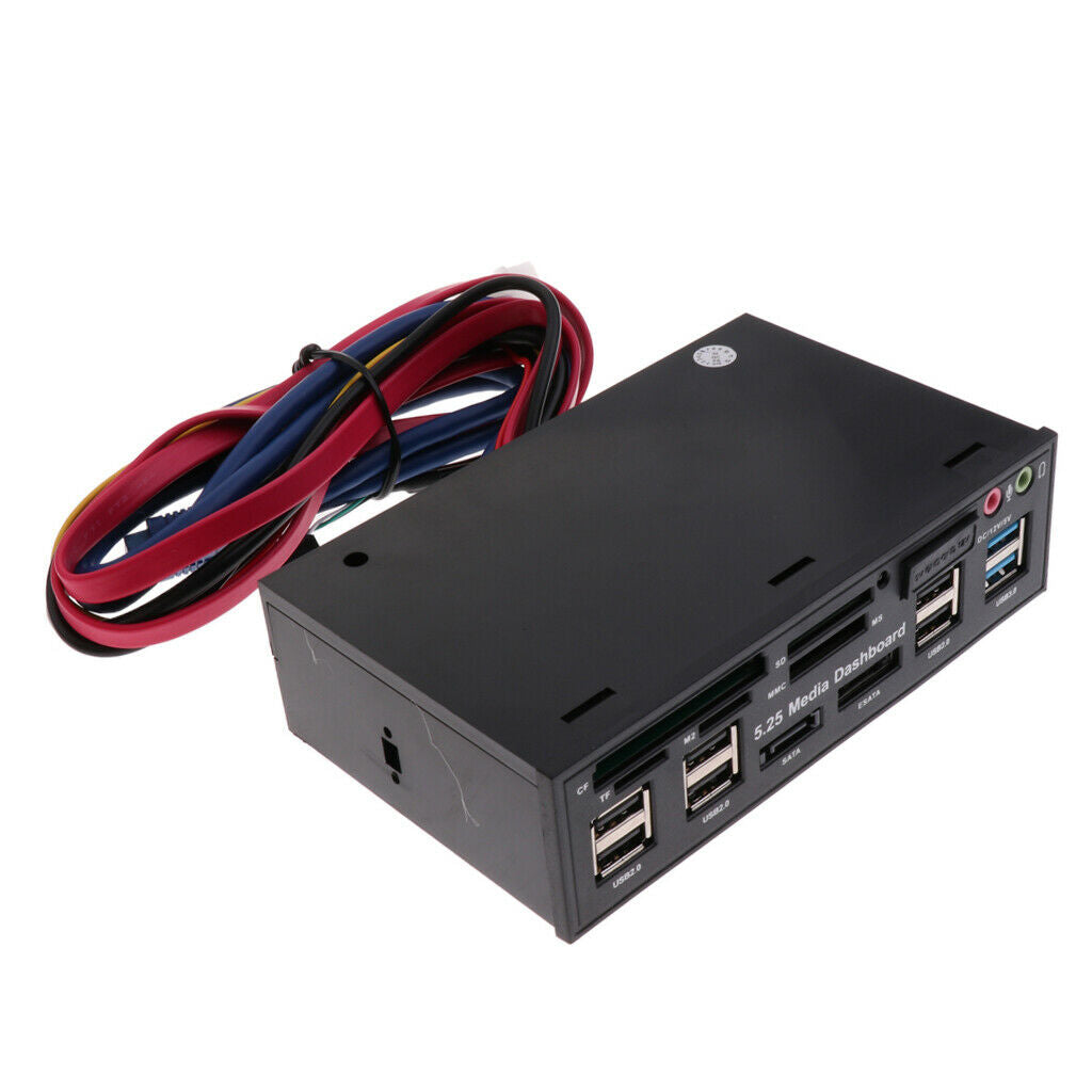 5.25" Optical Drive Multi-functional Dashboard Media USB 3.0 Front Panel - Black