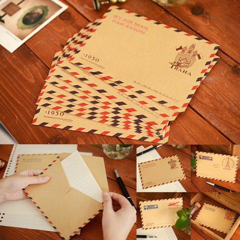 10pcs Mini Envelope Postcard Letter Stationary Storage Paper AirMail Vinta.l8