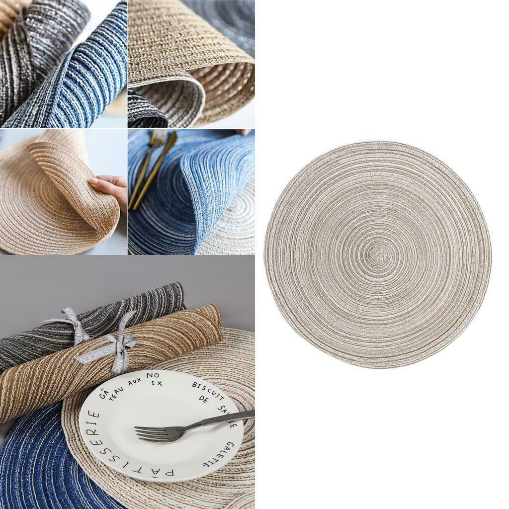 4PCS Round Braided Placemat Tablemat Bordered Table Mat for Kitchen Wedding