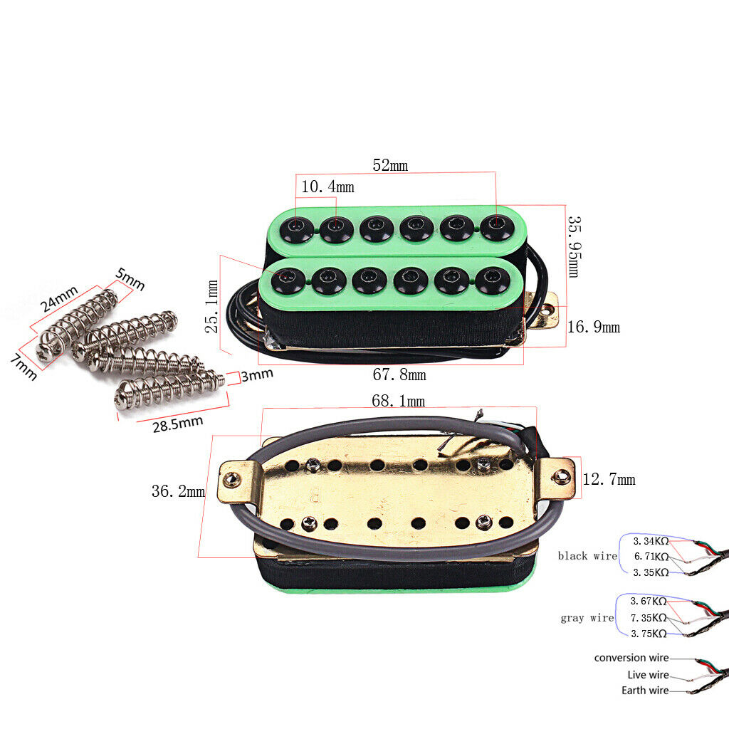 Green Double Coil  Pickup Neck&Bridge for  LP Electric Guitar