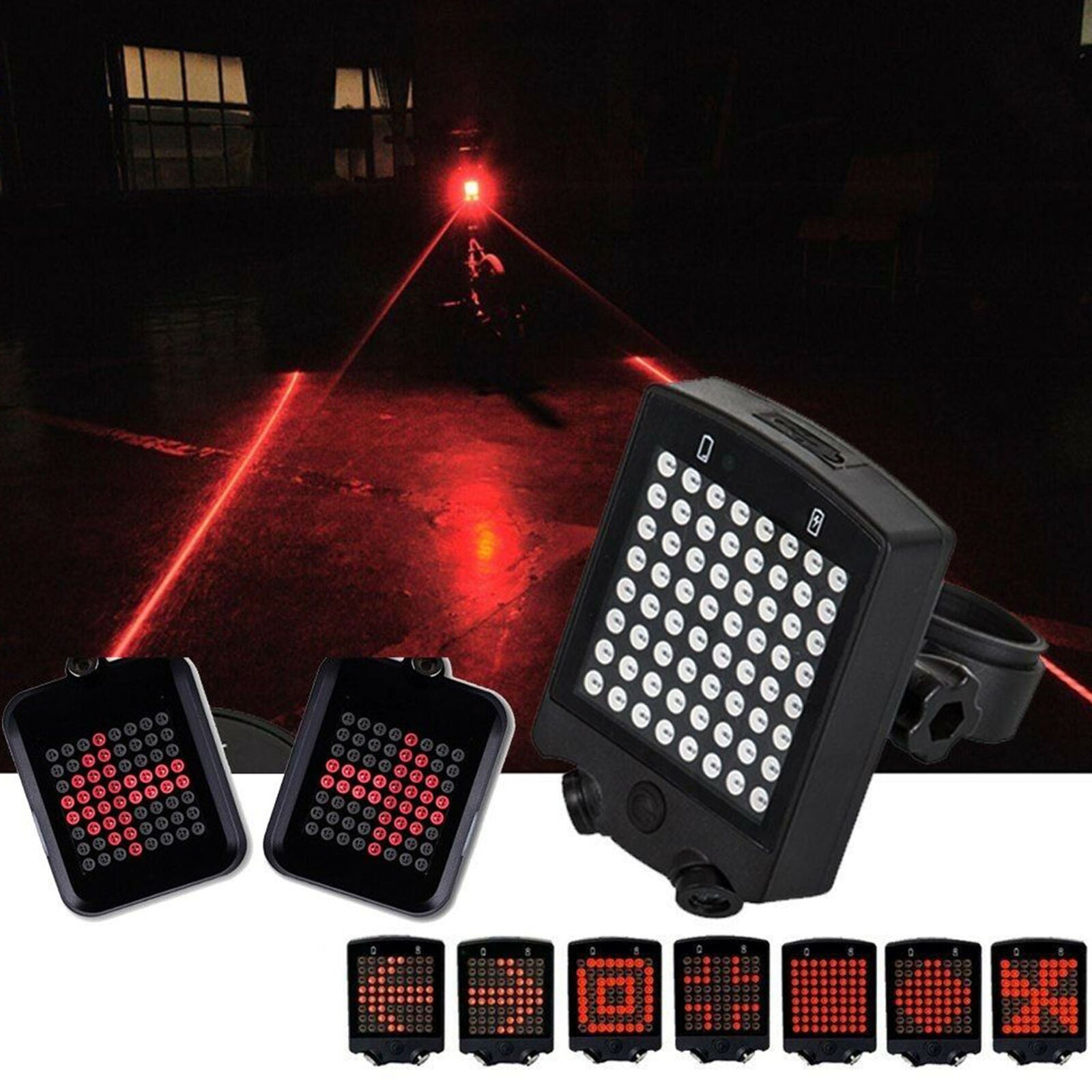 Remote Control Rechargeable Bike Rear Tail Light Turn Signal Wireless Lamp