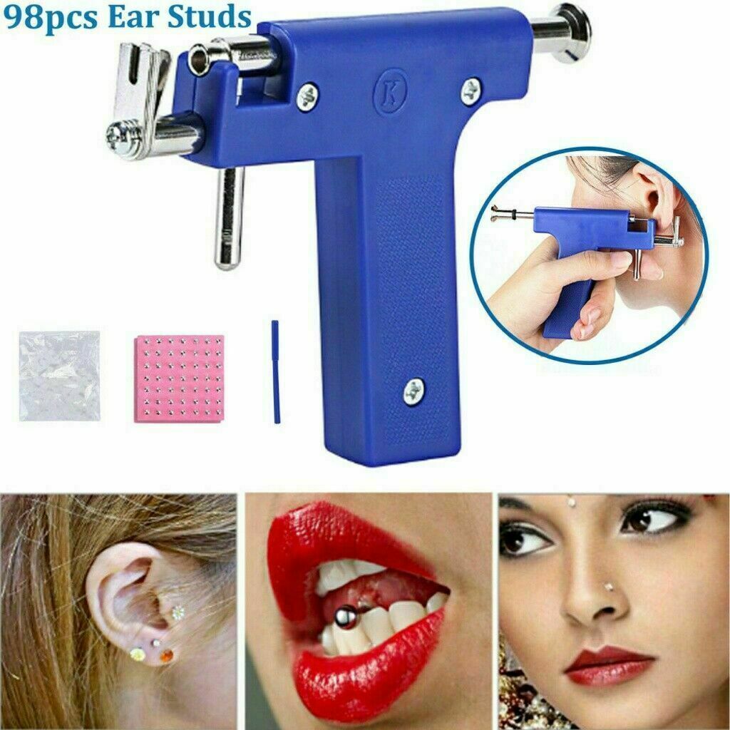 Professional Ear PIERCING GUN body Nose Navel Tools Kit set jewelry 98 Studs