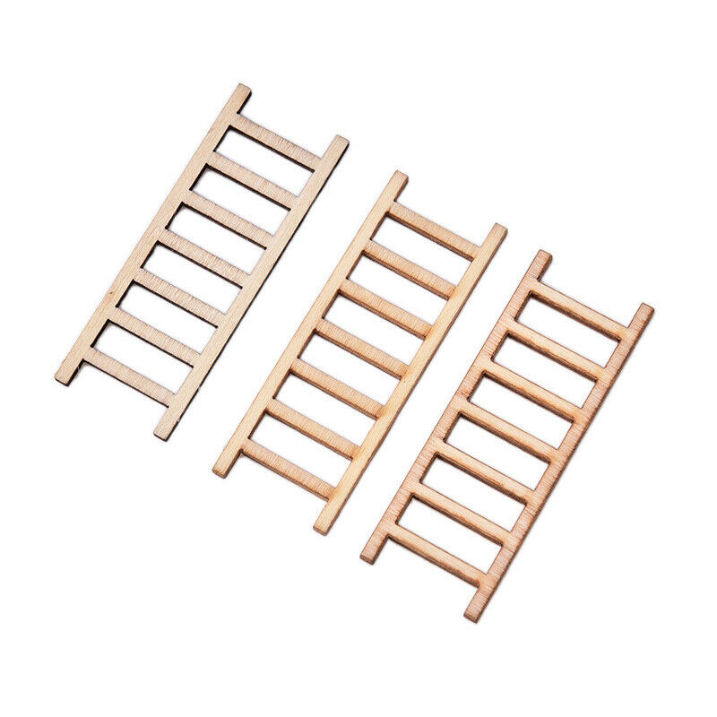 3 pcs Mini Ladder Wood Craft Micro Landscape Ornament Fairy Garden Miniature_DD