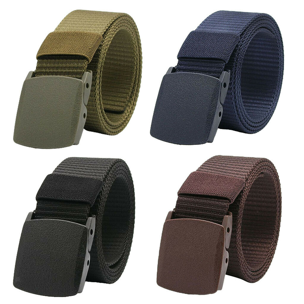 4pcs Men Women Heavy Duty Army Nylon Webbing Belt Travel Long Waistband
