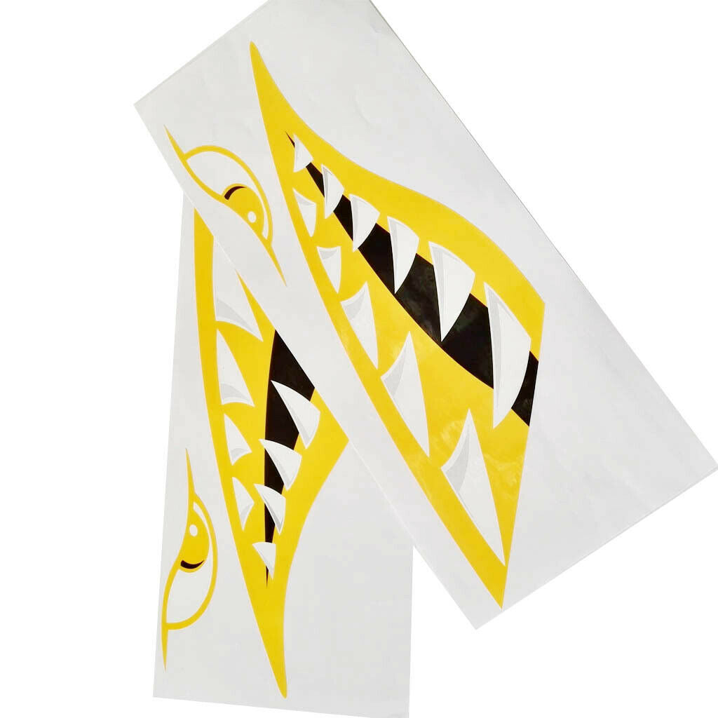 4 Pieces Vinyl Large Shark Teeth Mouth Decals Stickers for Kayak Canoe Boat