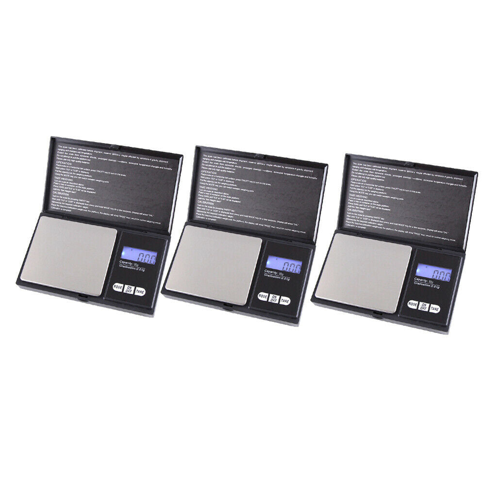 3x LCD Digital Scale 50gx0.01g Pocket Jewelry Coin Grain Gram Weighting