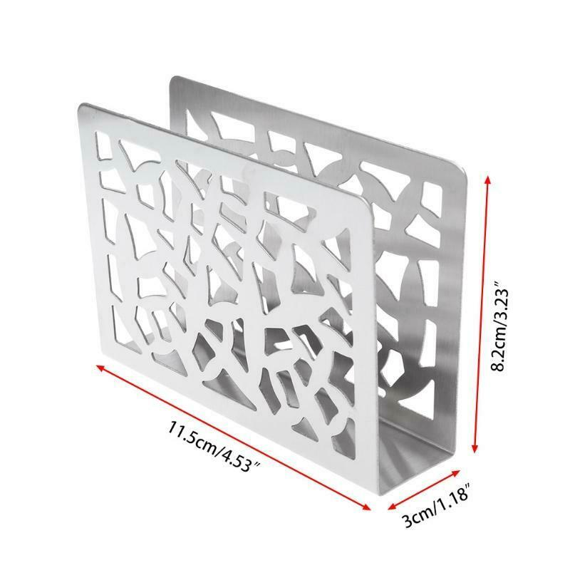 Stainless Steel Napkin Rack Box Tissue Holder Cutlery Hollow Design Table Decor