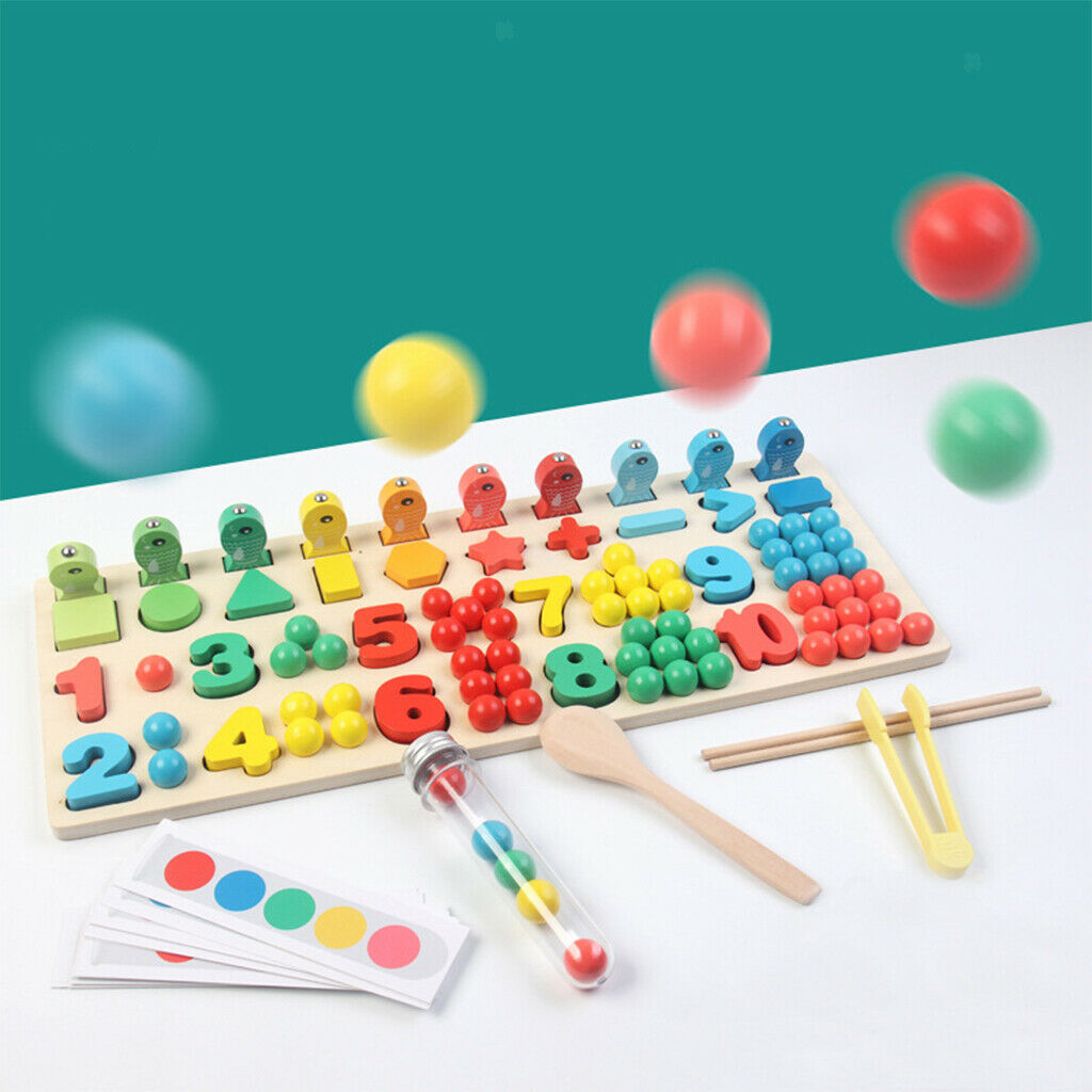 Montessori Wooden Toys For Kids Board Math Fishing Numbers Counting Sorting