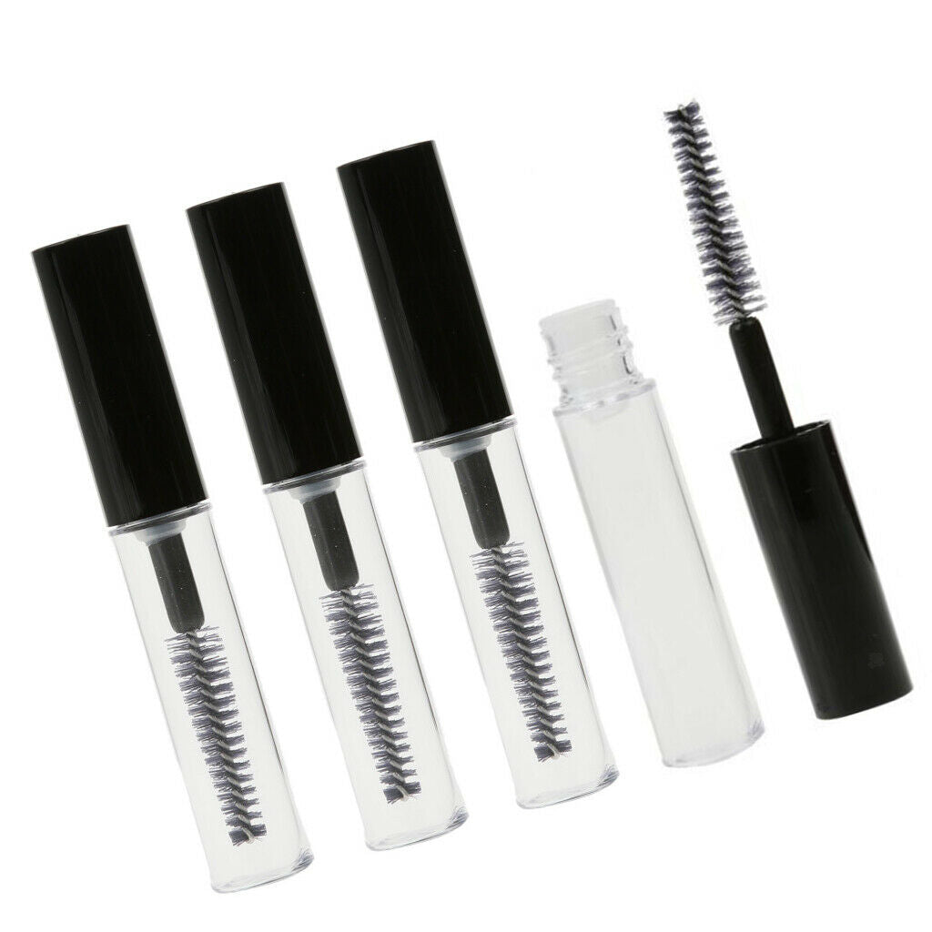 Packs 4 Empty Mascara Tubes & Brushes 4ml Refillable Vials Container Bottles for