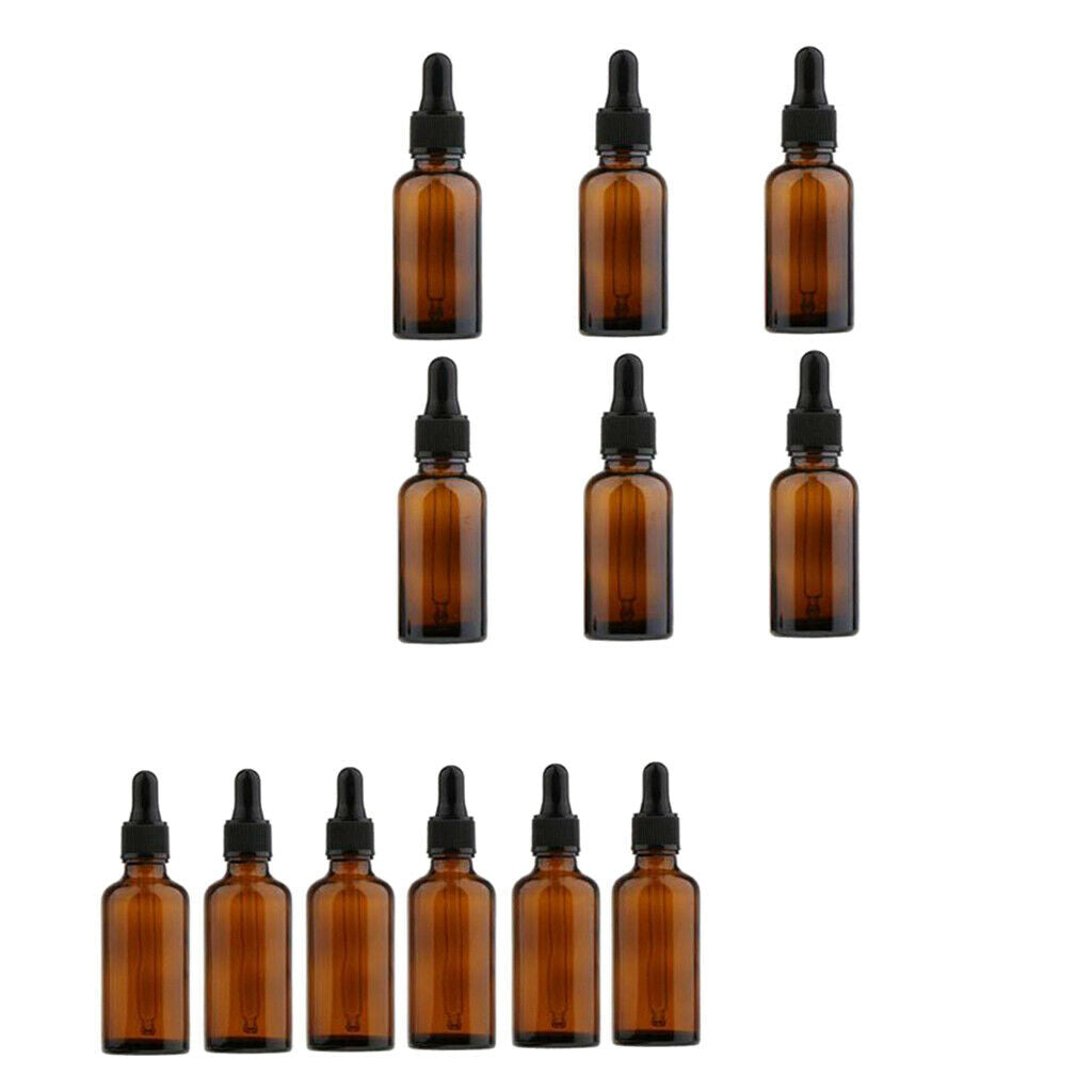 Amber Glass Bottles with Eye Droppe for Essential Oils 50ml/30ml--pack of 12