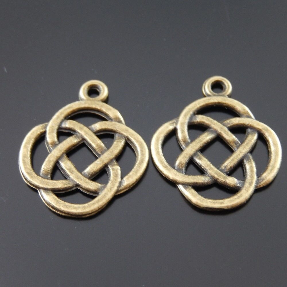 50pcs Antiqued Bronze Alloy Chinese Knot Shaped Pendant Jewelry Accessory Crafts