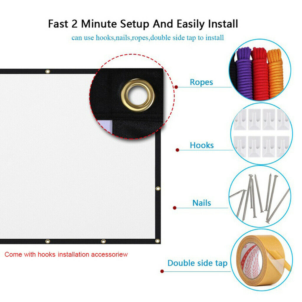 100" Projection Screen 16:9 High Contrast Collapsible Portable Projector Screen