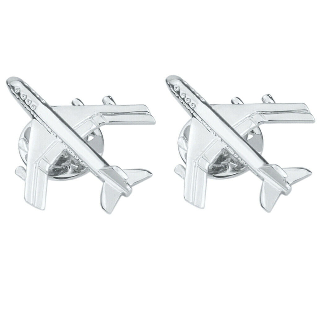 2x Fashion Airplane Button Lapel Collar Clip Brooch Pin Mens Hat Suit Collar Pin