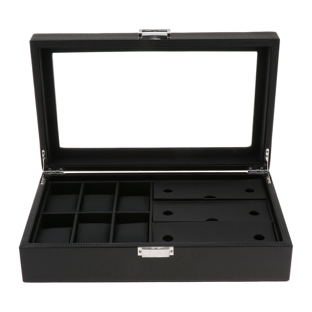Luxury Watch Storage Case Eyewear Display Case for Men Women Black