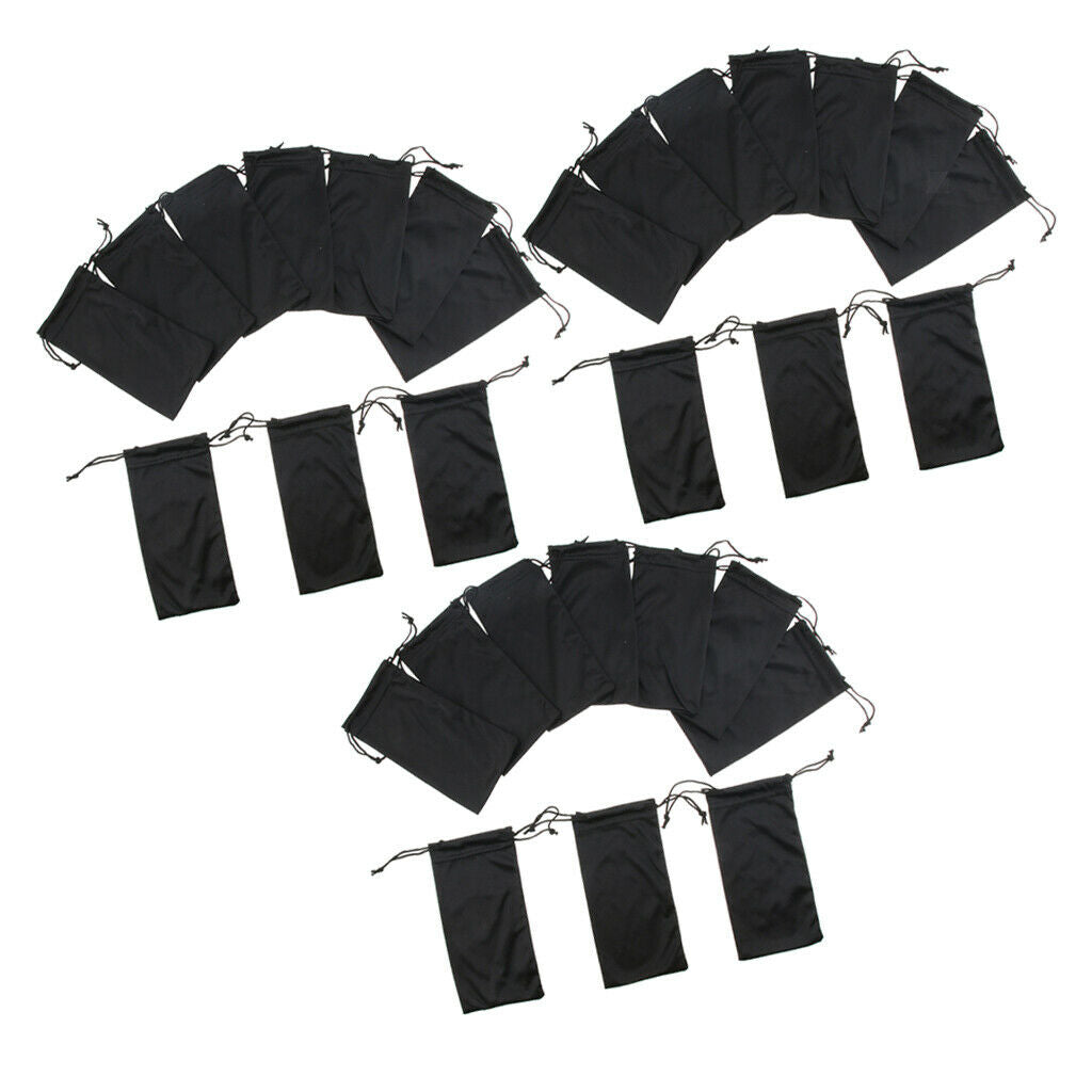Lots 30Sets Black Drawstring Pouch Eyeglasses Glasses Mp3 Storage Bag Case