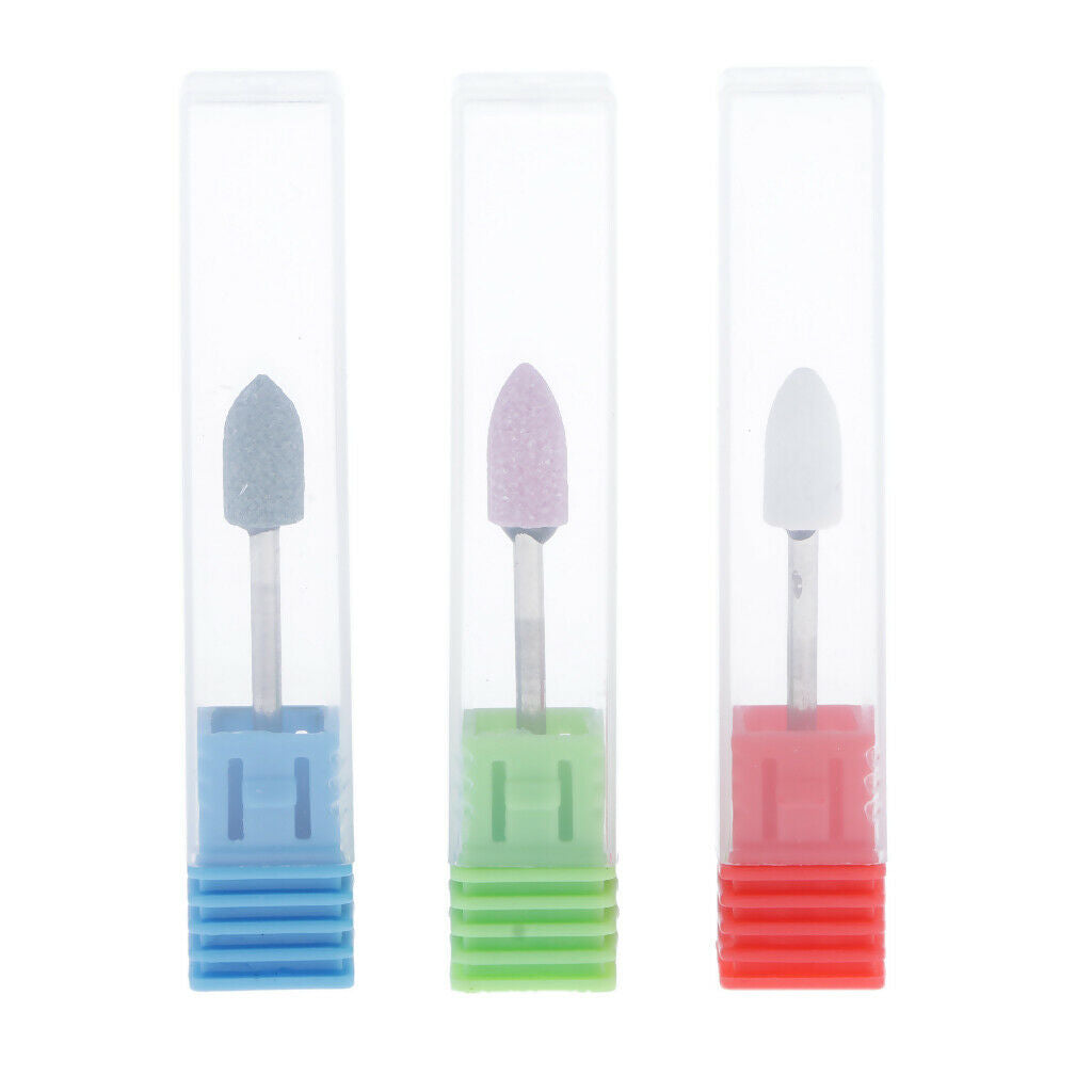 3x Quartz Nail Drill Bits Gel Remover Pedicure Manicure Filing Polishing Bit