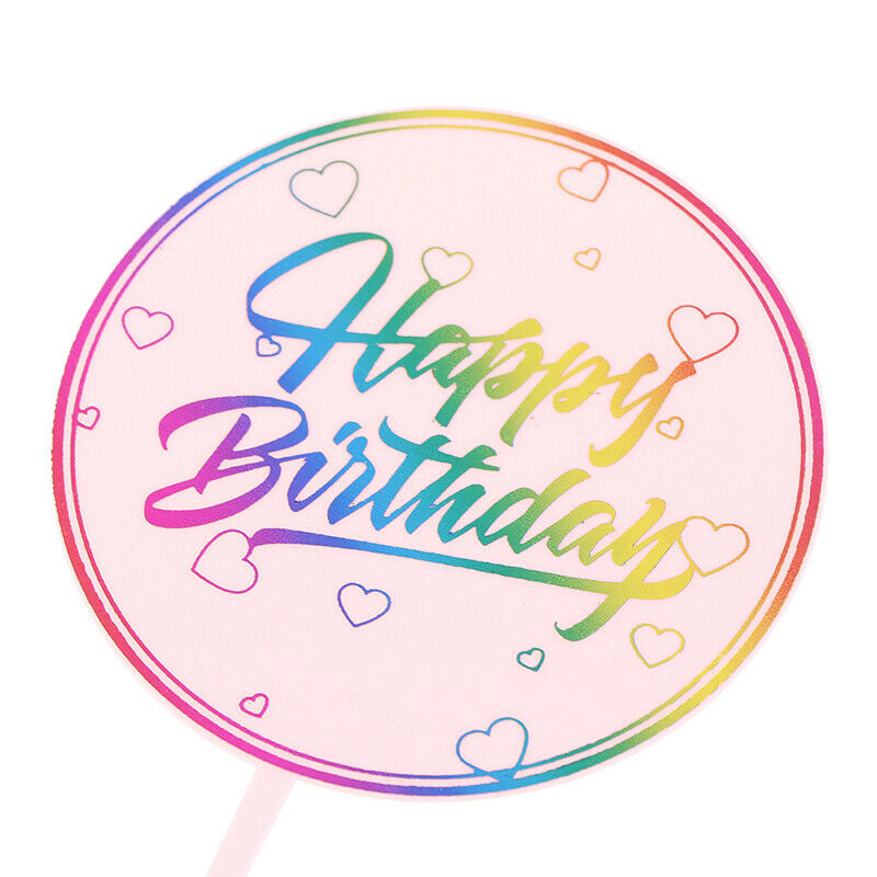Colorful Printed Happy Birthday Cake Topper Cupcake Toppers for Birthday .l8