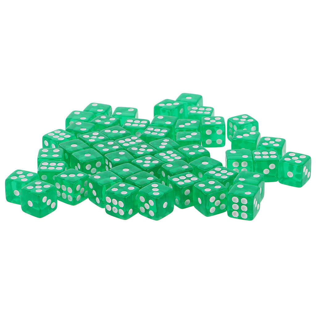 50PCS 6 Sided Dice D6 Polyhedral Dice 12mm for  Green