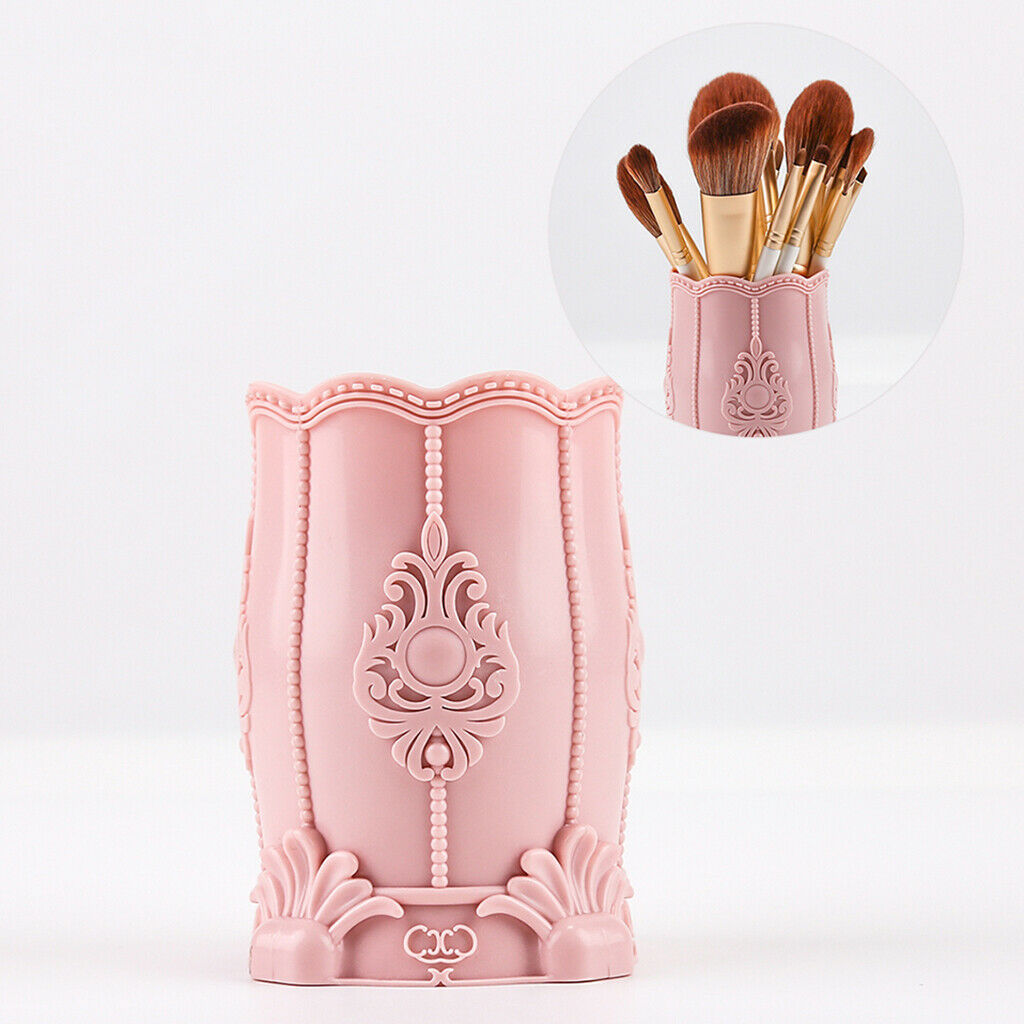 Embossed Makeup Nail Art Brushes Holder Eyebrow Pen Storage Organizer Cup