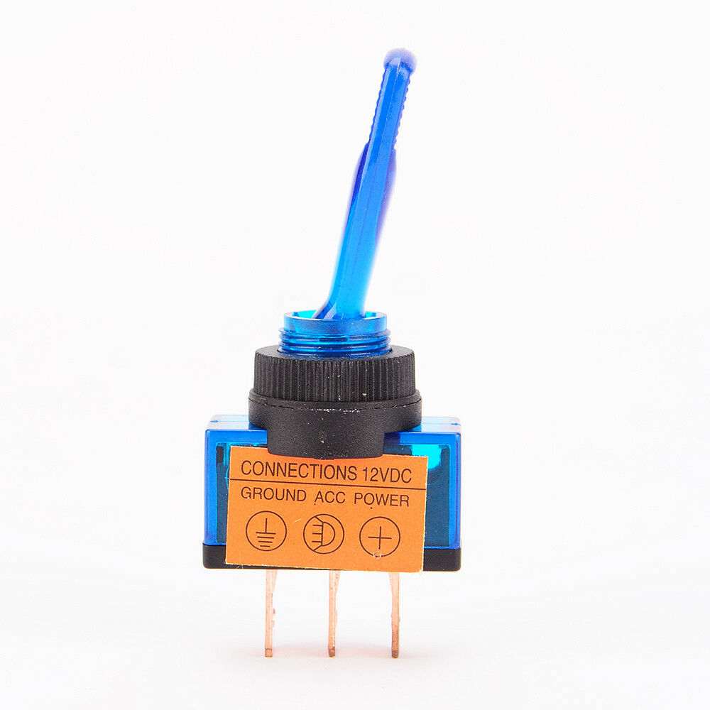 2 Pieces 12V 20A Car 3Pin SPST Toggle Rocker Switch with Red and Blue LED