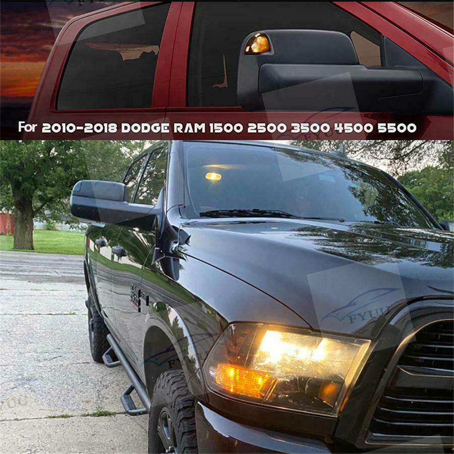 For Dodge Ram 1500 2500 3500 Smoked Lens Amber LED Side Mirror Turn Signal Light