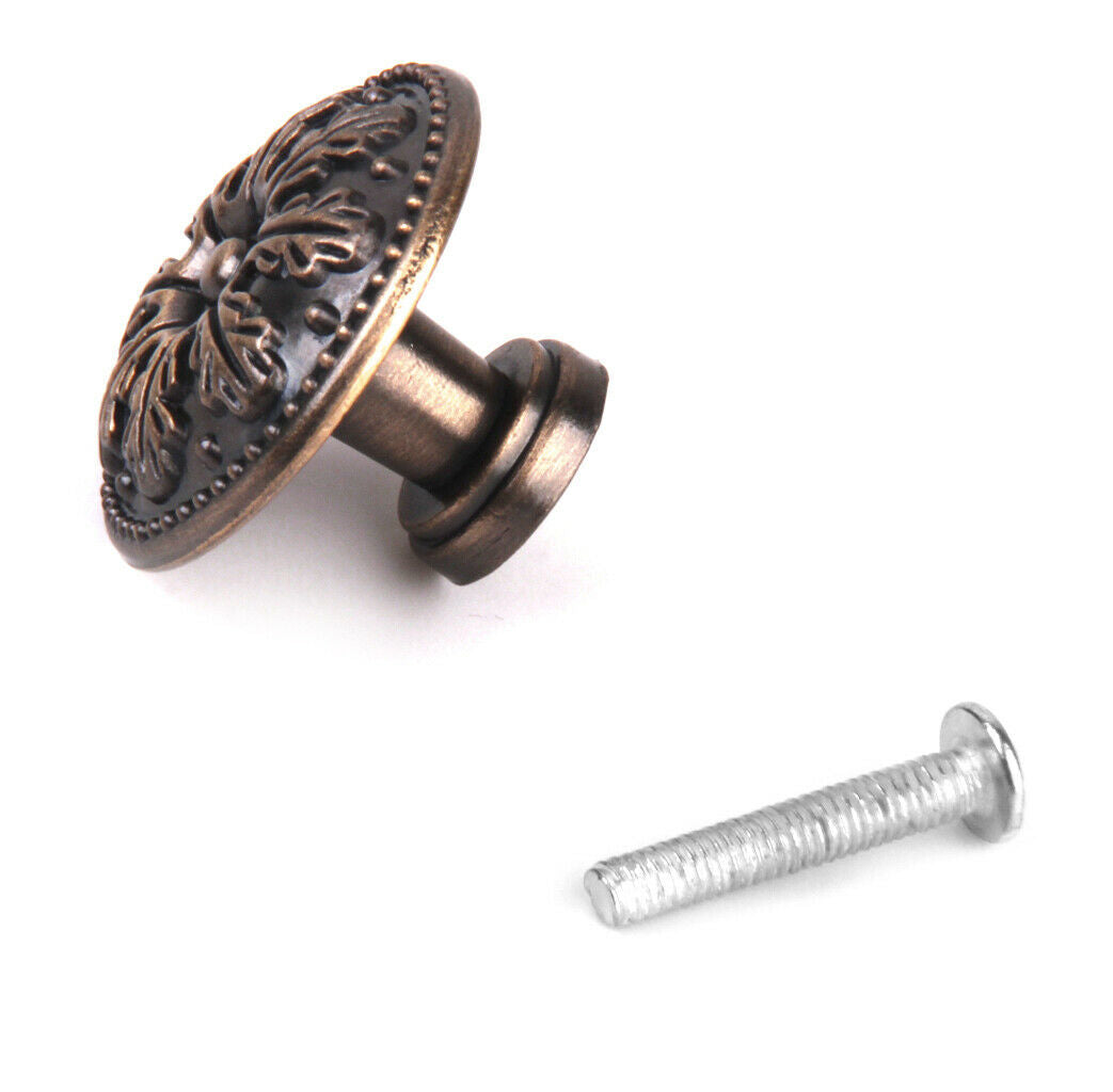 10Pcs Classical Round Decorative Cabinet Door Drawer Pull Handle Knob Copper