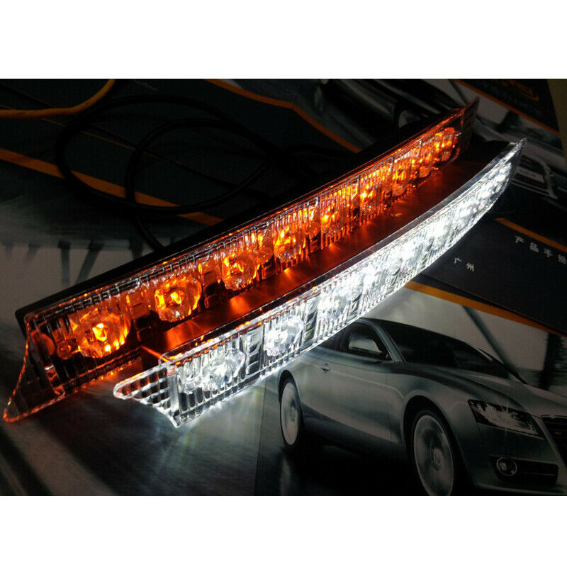 2PCS Car SUV 9 LED Daytime Running Lights Flashing Lamp Strip with Turn Signal