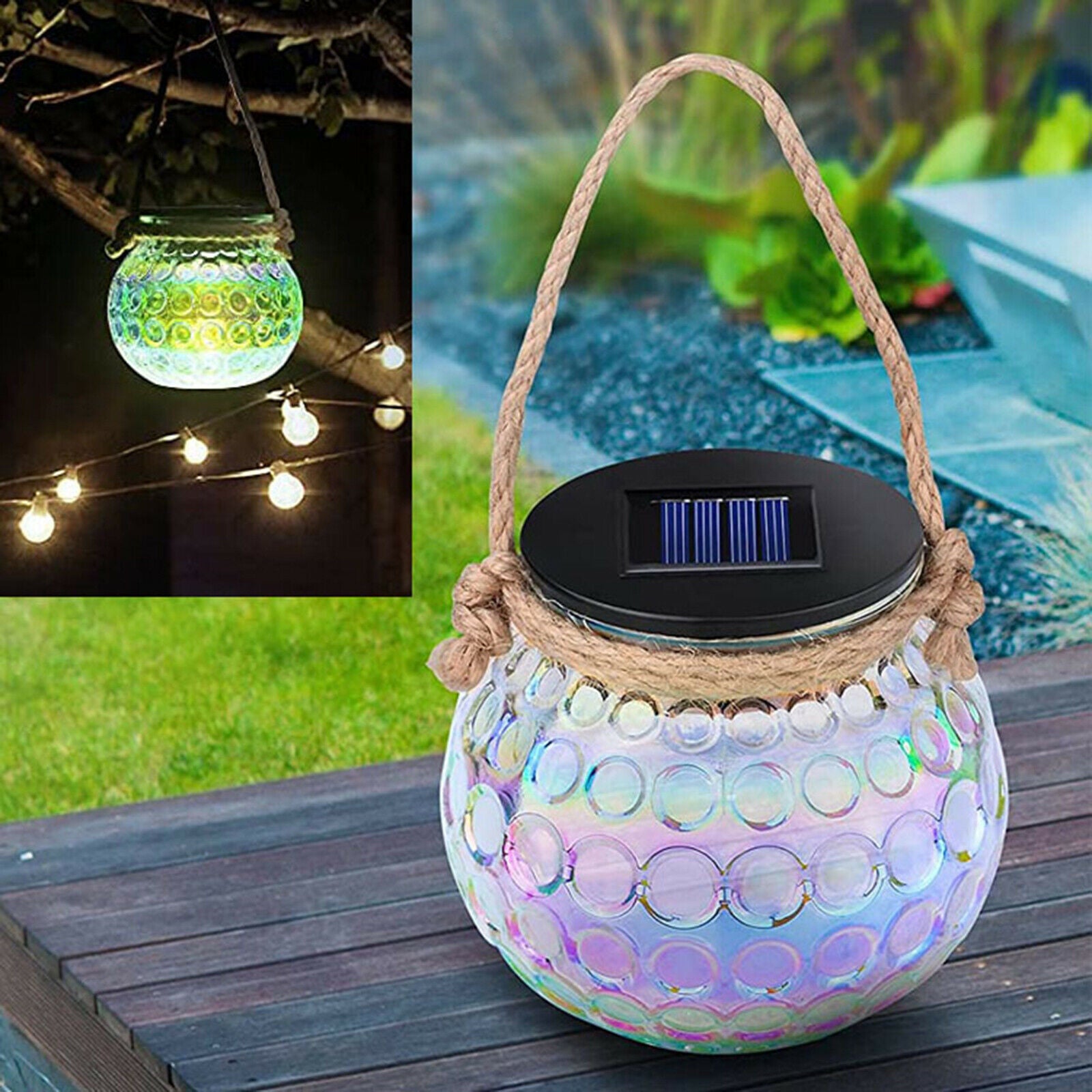 Solar Power Garden Light Pathway Walkway Tree Front Door Safe Hanging Lights