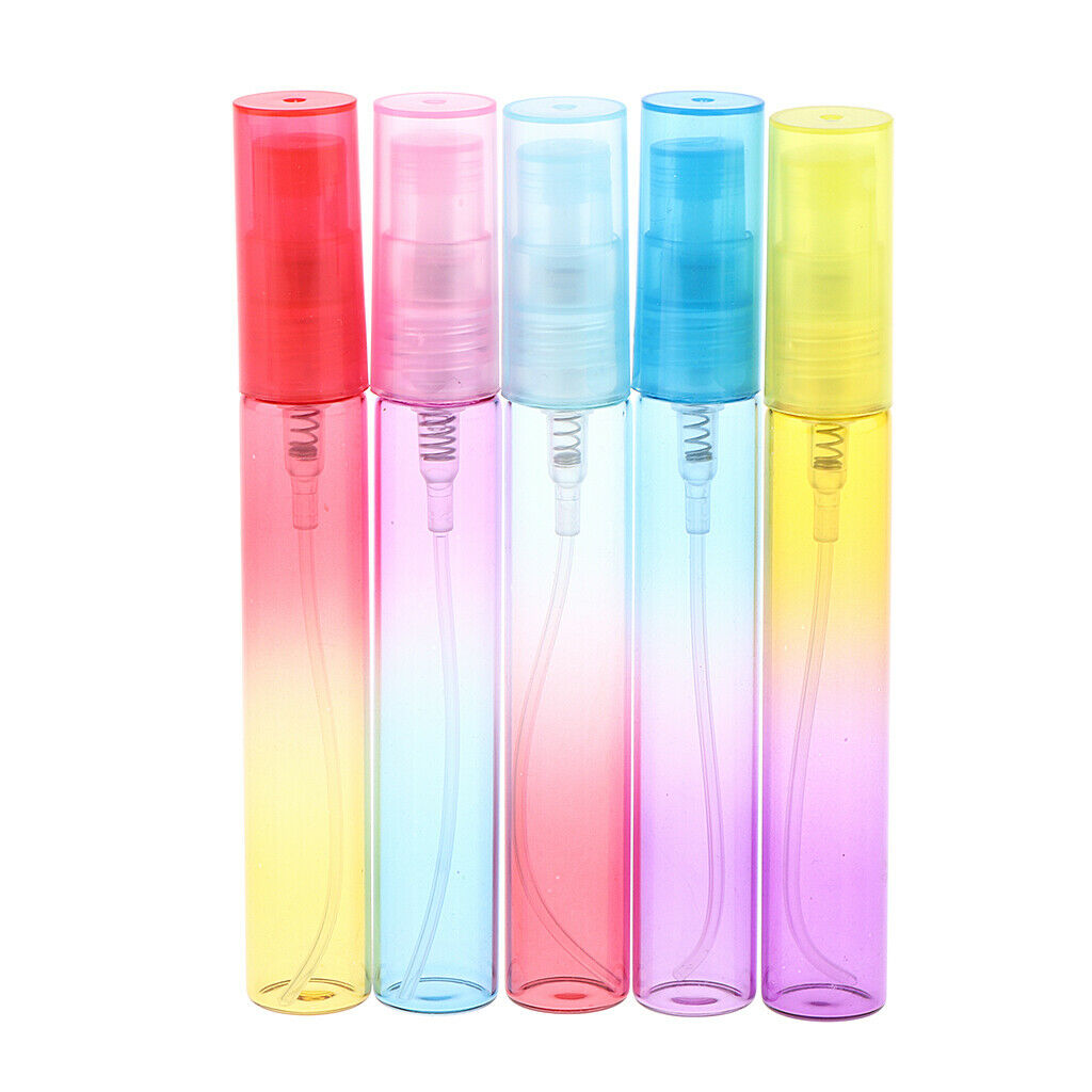 5x Empty 4/8mL Refillable Perfume Bottles Pump Spray Tube Glass Vials 10 cm