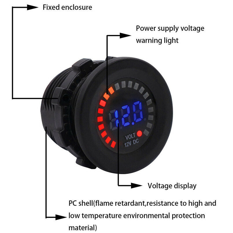 Durable Voltmeter Socket Anti-reverse Short Circuit Protecter for Car Motorcycle