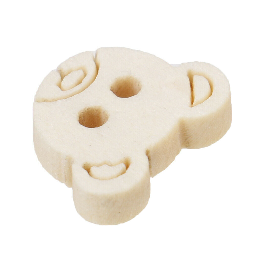40PCs Wooden Sewing Buttons Scrapbooking Animal Mixed Natural Color Two H.l8