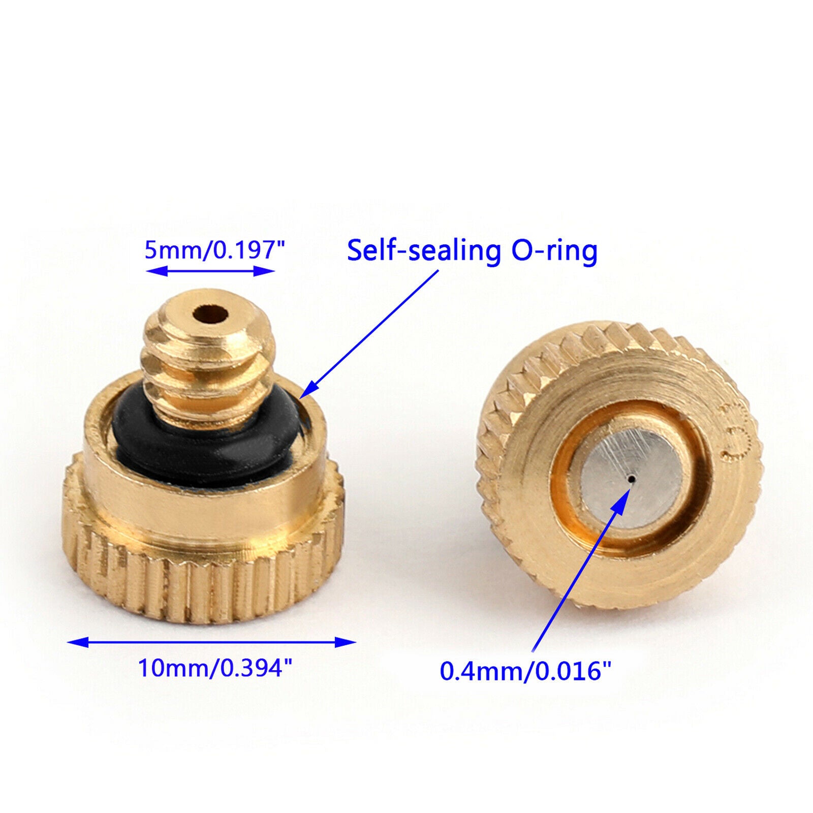50pc Brass Misting Nozzles Water Mister Sprinkle For Cooling System 0.016" 10/24