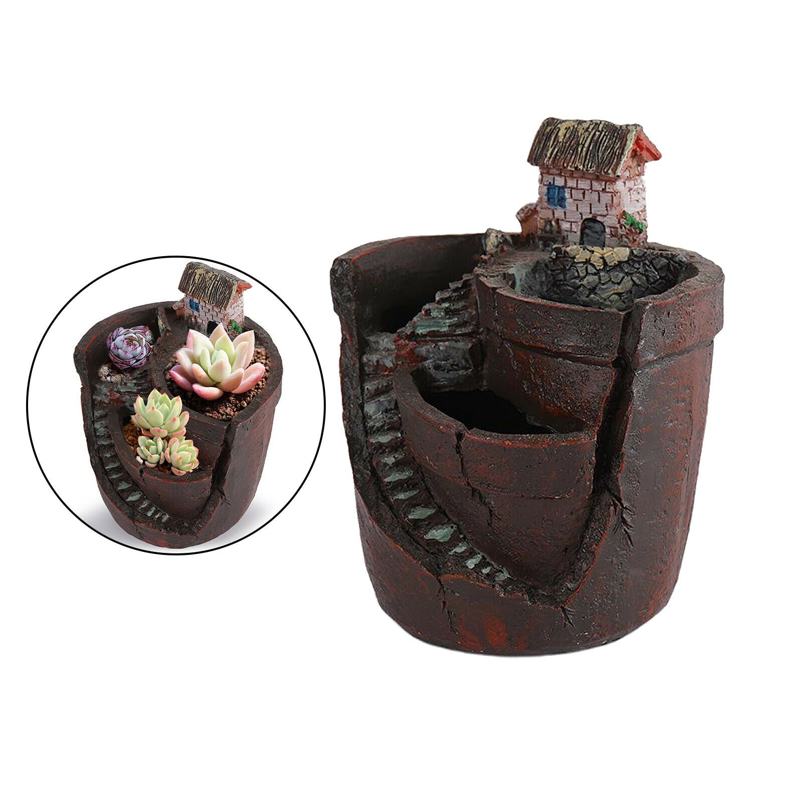 Succulent Pot Plant Planter Flowerpot with Sweet House Garden Decoration